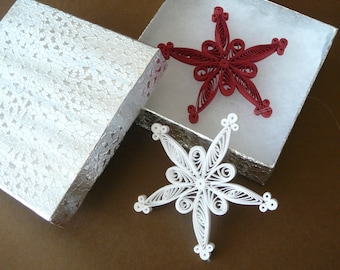 Paper Quilled Christmas Snowflake Star Ornament Gift Topper ~ Teacher Gifts ~ Gifts Under 5.00 ~ Gifts under 10.00