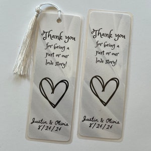 12-50ct Personalized Wedding Bookmark, Bridal Shower Bookmark, Custom Wedding Favors, Gift for Wedding Guests, Gift for Bridal Shower Guests