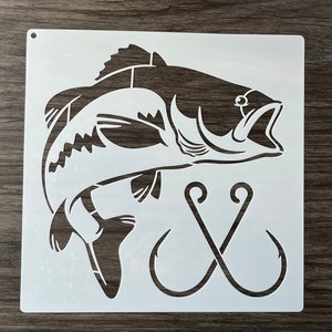 Fish Stencil Pattern, Reusable Stencil, Art Stencil, Craft Stencil, Paint Stencil, Crafting Stencil, Wall Stencil, Mylar Stencil Template