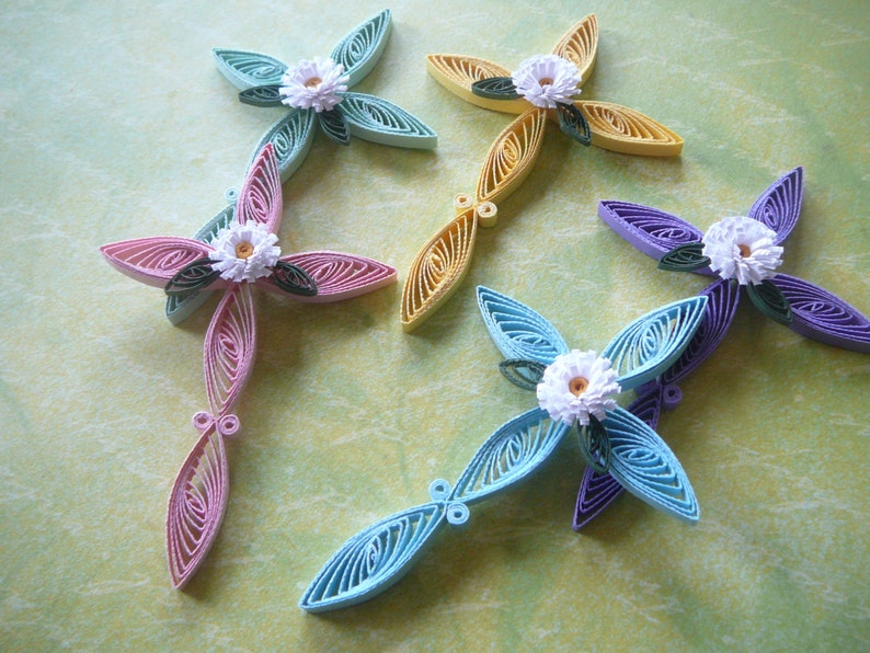 Paper Quilled Easter Cross With Flower Ornament Cupcake Topper Etsy