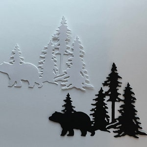 Fustella Orso e Pino, Frontali di Biglietti, Ritagli di Carta, Abbellimenti per Scrapbooking, Creazione di Biglietti, Fustella Albero, Scena Invernale