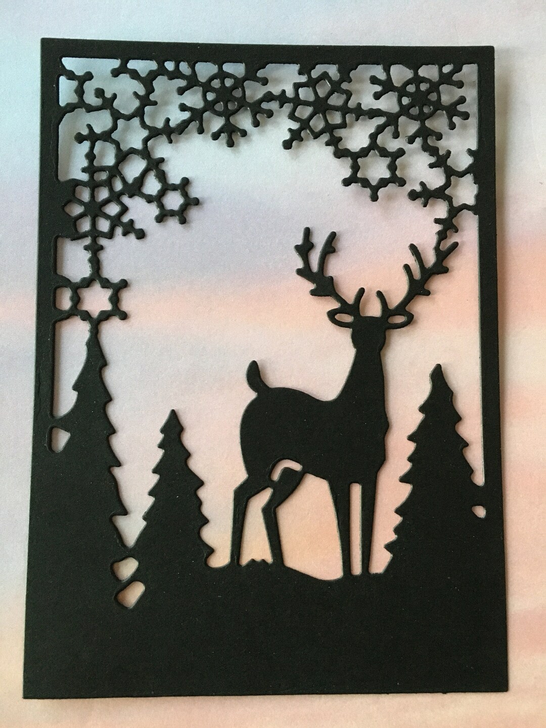 Pine Tree and Deer Die Cut, Card Fronts, Paper Cut Outs, Embellishments ...