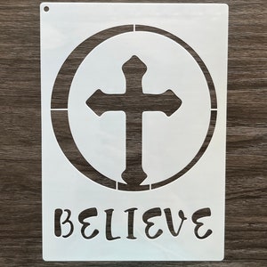 Believe Religious Reusable Plastic Mylar Stencil Pattern / Art Stencil / Craft Stencil / Paint Stencils / Crafting Stencils / Wall Stencils