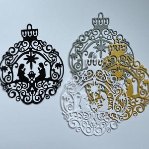 Nativité de Noël découpée ~ recto de carte de Noël, embellissement de carte ~ papier de Noël découpé ~ Noël découpé