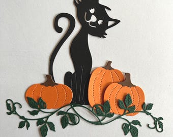 6pc. Cat, Pumpkin & Leaves Fall Die Cuts, Pumpkin Cut Outs, Fall Embellishment, Card Embellishments, Scrapbooking, Card Making, Junk Journal