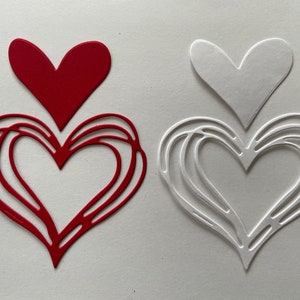 2 pièces Saint-Valentin coeur découpé ~ coeur en papier découpé ~ embellissements pour scrapbooking, fabrication de cartes, décorations de cupcakes et de table