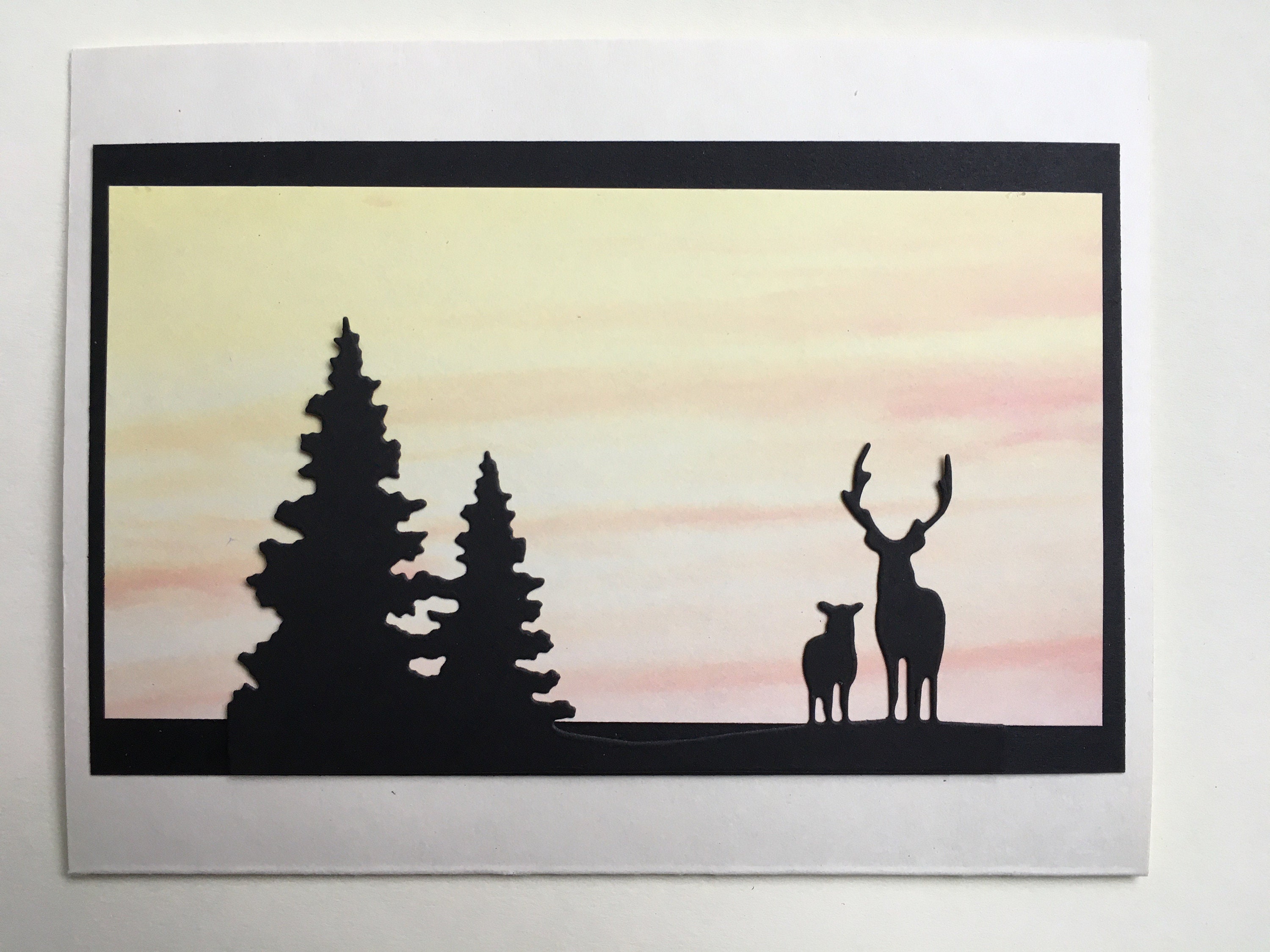 Pine Tree and Deer Die Cut, Paper Cut Outs, Embellishments for ...