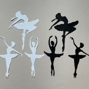 3 piezas de adornos de papel troquelados de bailarina para álbumes de recortes, frentes de tarjetas, decoraciones de mesa, adornos para cupcakes, pancartas y guirnaldas