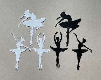 3pc. Ballerina Die Cut Paper Cut Out Embellishments for Scrapbooking, Card Fronts, Table Decorations, Cupcake Topper,  Banners, Garland