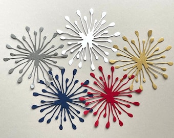 Set of 3 Fireworks Die Cut Embellishment for Scrapbooking, Card Making, Cupcake Toppers, Birthday Cards, Junk Journal