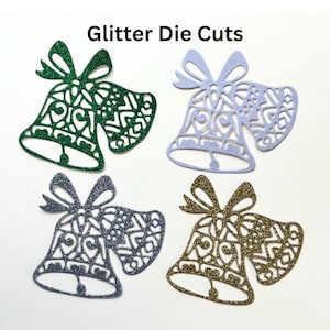 Christmas Bell Glitter Die Cut Embellishment for Scrapbooking, Card Making, Wedding, Table Decorations, Christmas