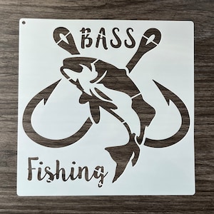 Bass Stencil Pattern, Reusable Stencil, Art Stencil, Craft Stencil, Paint Stencil, Crafting Stencil, Wall Stencil, Mylar Stencil Template