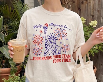 Comfort Color Pledge Allegiance To Your Hands Your Team Your Vibes 4th Of July Shirt, 250th Anniversary Music Shirt, Retro Music Fan Shirt