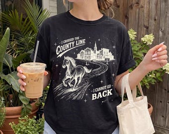 Comfort Color Even I Crossed The Country Line I Cannot Go Back Shirt, All Them Horses Lyrics Comfort Color Shirt, Retro Music Fan Shirt