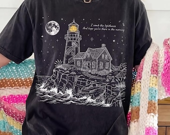 Comfort Color Lighthouse Vintage Shirt, Folk Music Song Lyrics Inspired Tee, NK Merch Concert Shirt