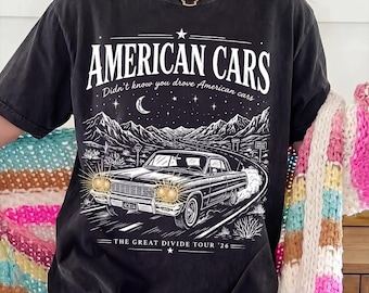 Comfort Color American Cars Vintage Shirt, Folk Music Song Lyrics Inspired Tee, NK Merch Concert Shirt