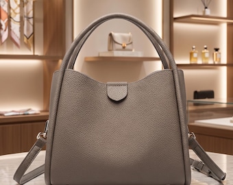 Echtes Rindsleder Ledertasche für Damen: Damen Schulter, Leder Chic Umhängetasche, Handtasche