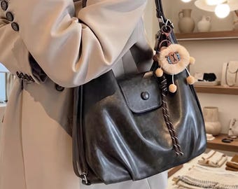 Convertible Backpack Purse, Leather Shoulder Bag For Women, Minimalist Slouchy Hobo Bag, Everyday Tote Bag