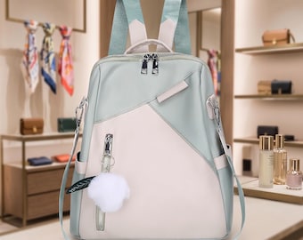Minimalist Nylon Travel Backpack, Convertible Shoulder Bag