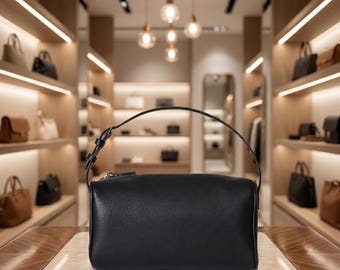 Minimalist Leather Cylinder Bag, Shoulder Purse for Women
