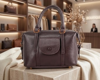 Minimalist Leather Satchel Bag, Premium Handbag, Crossbody Purse