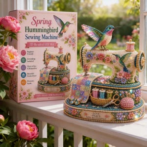 Kit de manualidades 3D con cuentas y diseño de colibrí primaveral para principiantes, ideal para decoración del hogar o como regalo.
