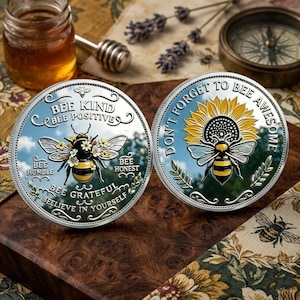 Moneta commemorativa "Bee Kind", regalo con affermazione positiva, piccolo segno di apprezzamento da portare in tasca, regalo per la guarigione mentale, abbraccio tascabile ispiratore