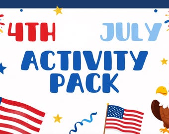 4th of July Kids Activity Pack: Coloring, Tracing, Matching (PDF Download)