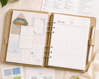 Classeur de mariage modifiable | Système de planification Canva, liste de choses à faire, compte à rebours et organisateur de mariage