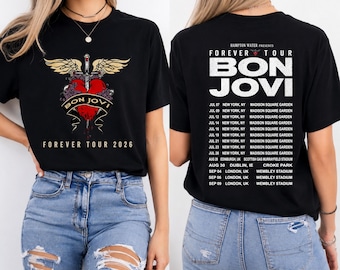 Bon Jovi Forever Tour 2026 Shirt, Double Sided Concert T Shirt, Rock Band Tour Dates Tee, Music Fan Gift, Unisex Tee