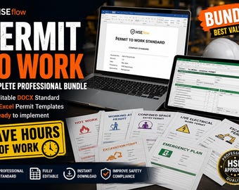 Permit to Work Template Bundle Excel and Word | HSE Forms Risk Assessment LOTO System | Save Time Improve Safety
