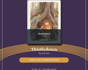 Thistledown Woodland Coloring Book, 25-Page Story Adventure (Digital Download)