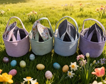 Adorable Rabbit Ear Handbag with Gingham Lining, Perfect for Easter Gifts, Baby Showers, or Nursery Room Organization