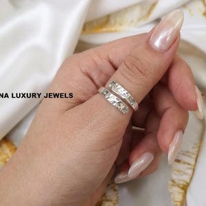 Hammered Sterling Silver Open Wrap Ring, Boho Minimalist Statement Jewelry