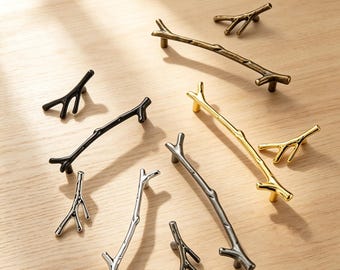 Poignées de tiroir de branche d'arbre inspirées de la nature, poignées et boutons d'armoire en brindilles rustiques