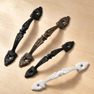Vintage Ornate Drawer Pulls, Hole Center Cabinet Handles, Victorian Style Dresser Knobs