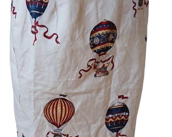 Vintage Talbots 90s Pencil Skirt Hot Air Ballon Mended Cotton Ivory Womens 6