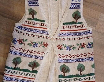Vintage Jantzen Hand Embroidered Sweater Vest Women’s M Grandma Cottagecore Apples