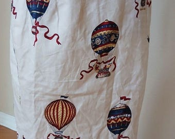 Vintage Talbots 90s Pencil Skirt Hot Air Ballon Mended Cotton Ivory Womens 6