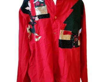 Vintage J.R. Morgan Wayne Scott Designs Christmas Men Holiday Shirt 18-18 1/2 L