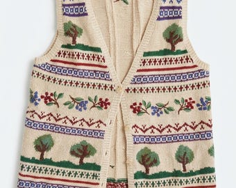 Vintage Jantzen Hand Embroidered Sweater Vest Women’s M Grandma Cottagecore Apples