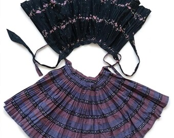 Vintage 80s Cotton Pleated Handmade Floral Retro Matching Skirts Lot 2 Age 7/8