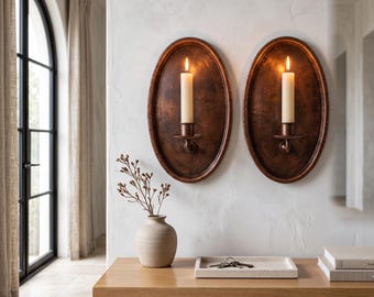 Hand Hammered Copper Candle Wall Holder, Moroccan Light Reflector Sconce
