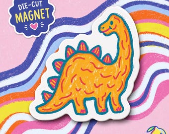 Imán de nuggets de pollo con forma de dinosaurio / Imán troquelado para nevera