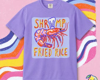 Camiseta unisex de arroz frito con camarones / Divertida camiseta de chef de camarones