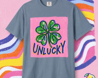 Camiseta con estampado de trébol de cuatro hojas de la mala suerte / Camiseta unisex divertida con estampado para el Día de San Patricio