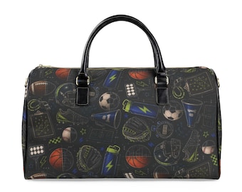 Multi-Sport Faux Leather Handbag, Game Day Bag, Duffle Gift for Athletes Coaches & Moms