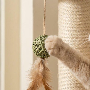 Cat Tree for Large Cats, Modern Wood Tower, 72 Inch Tall, Hammock, Sisal Post, Pet Furniture - interactive secondary element detail