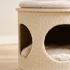 Cat Tree for Large Cats, Modern Wood Tower, 72 Inch Tall, Hammock, Sisal Post, Pet Furniture - feature-specific detail