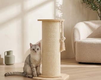Tiragraffi angolare per gatti, tiragraffi alto in sisal per felini di grandi dimensioni, mobile moderno in legno per animali domestici, regalo per amanti dei gatti